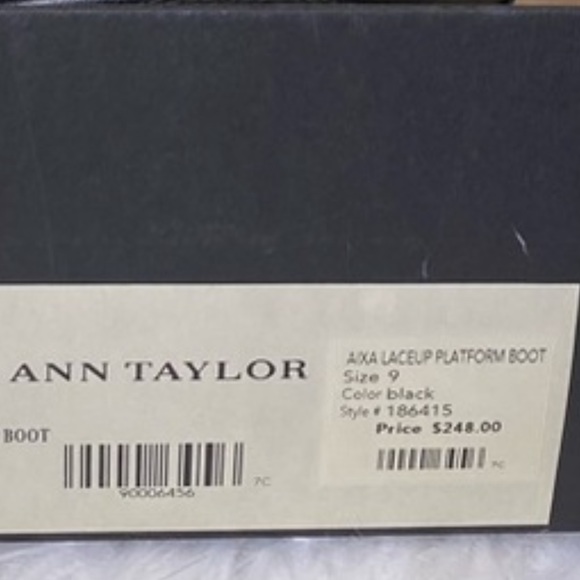 ANN TAYLOR BLACK LEATHER LACE UP BOOTIE - Picture 12 of 12